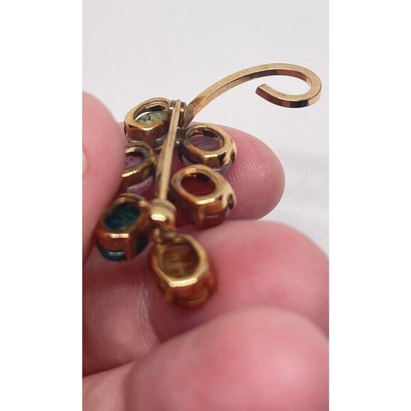 VINTAGE EGYPTIAN REVIVAL SIGNED BAL-RON SCARAB 12K FLOWER PIN BROOCH - Picture 7 of 8